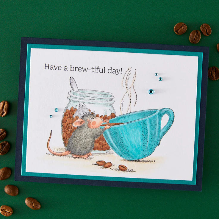 Brew-tiful Day Cling Rubber Stamps from the House-Mouse Heart and Soul Collection
