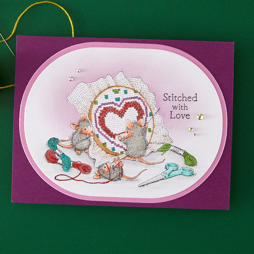 Stitched with Love Cling Rubber Stamps from the House-Mouse Heart and Soul Collection