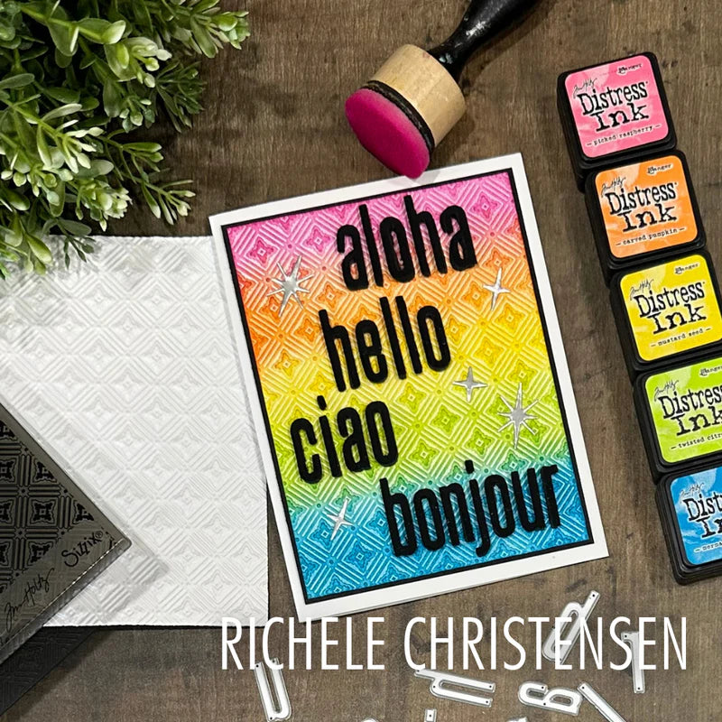 Sizzix Multi Level Textured Impressions Embossing Folder - Vault Diamonds by Tim Holtz - 666867