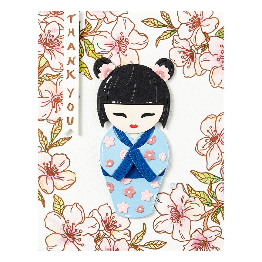 Kokeshi Dolls Etched Dies from the Spring in Kyoto Collection by Alex Syberia Designs