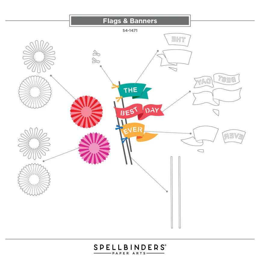 Flags & Banners Etched Dies from the Say Cheese Classic Mouse Collection