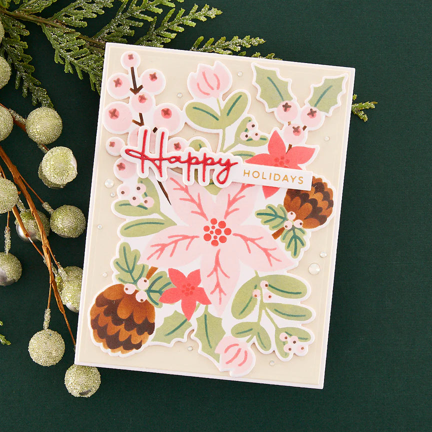 Christmas Die & Glimmer Sentiments Hot Foil Plate & Die Set from the Classic Christmas Collection - GLP-422