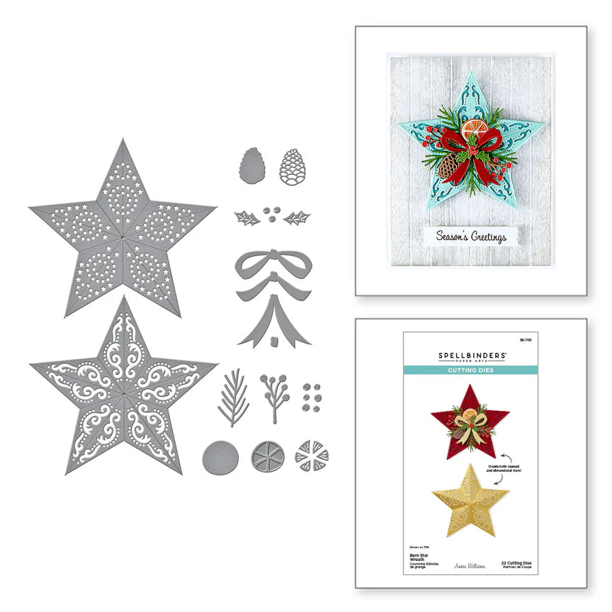 Barn Star Wreath Etched Dies - Country Christmas Collection by Annie Williams