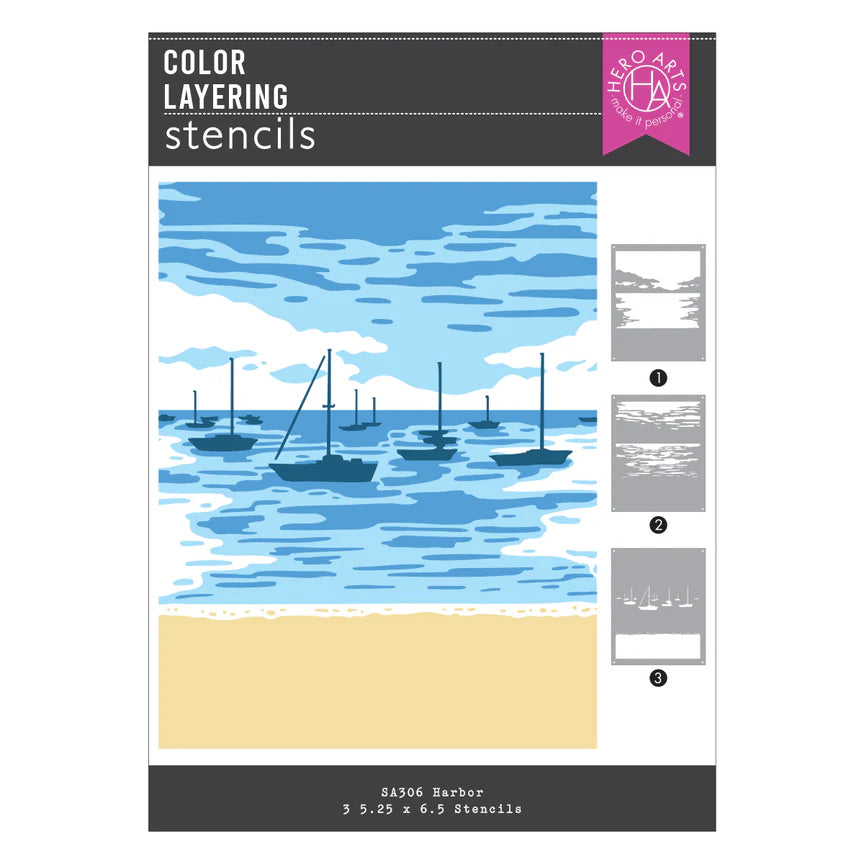 Hero Arts Color Layering Harbor Stencils - Seaside Blooms Collection