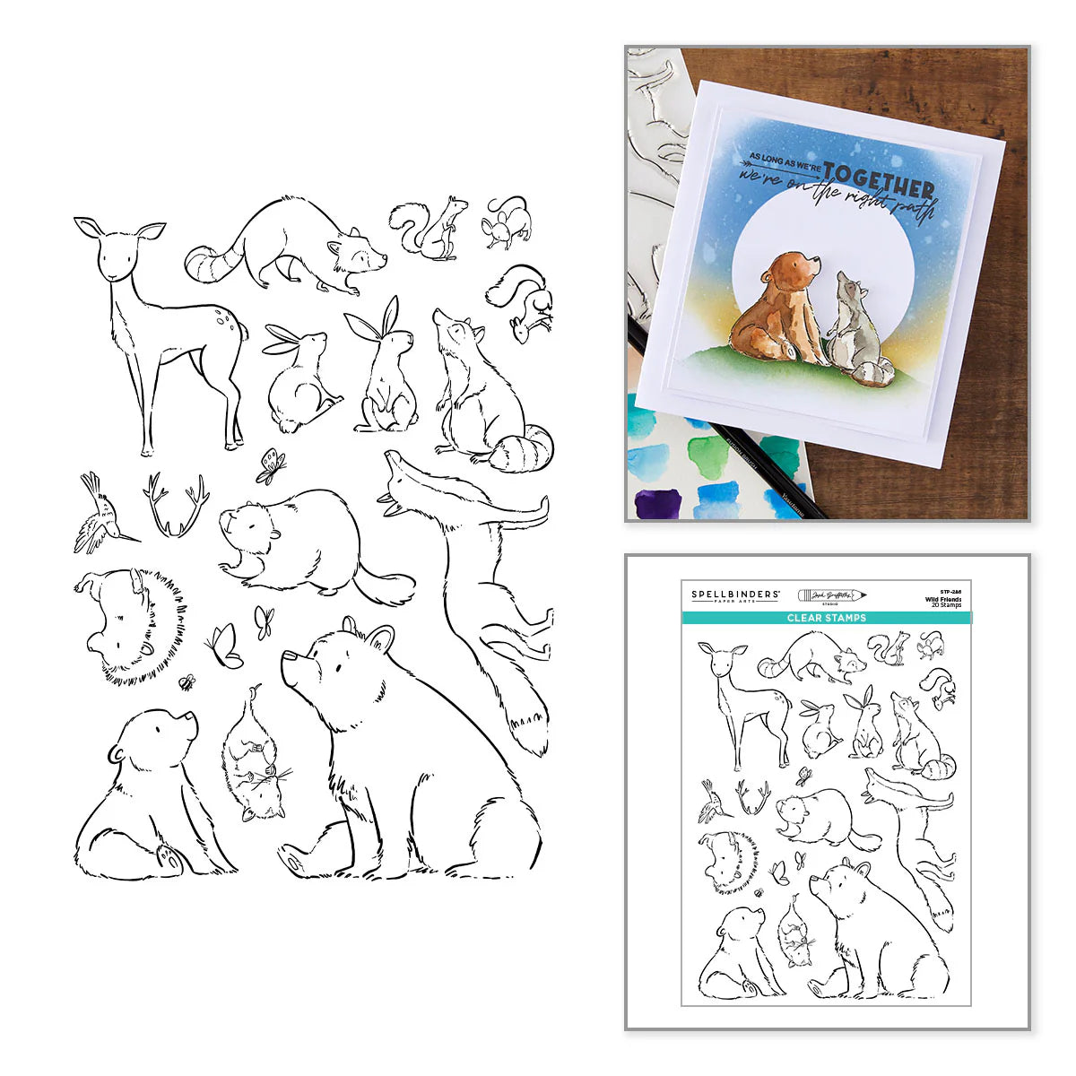 Spellbinders - Wild Friends Clear Stamp Set by Josh Griffiths Studio - STP-286