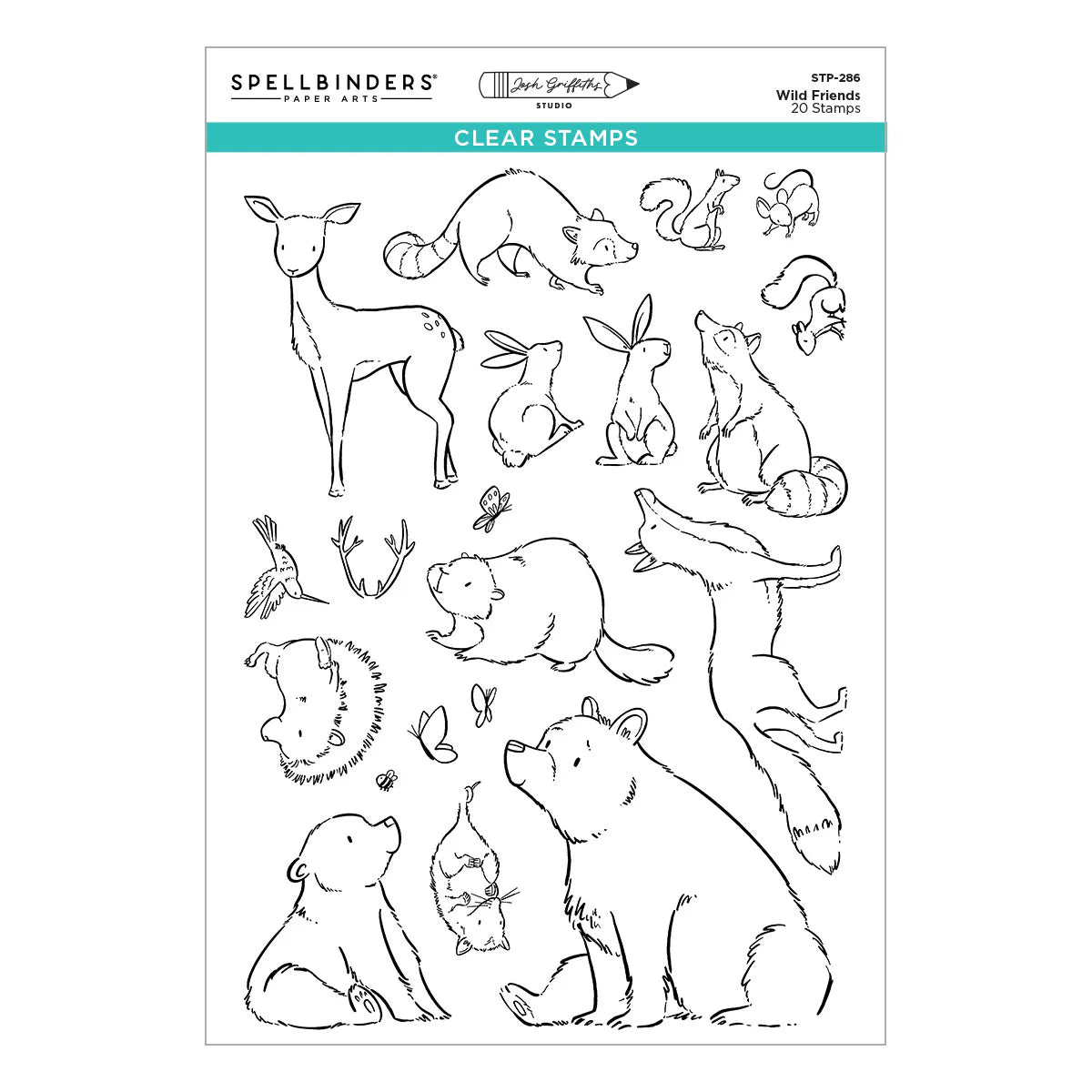 Spellbinders - Wild Friends Clear Stamp Set by Josh Griffiths Studio - STP-286