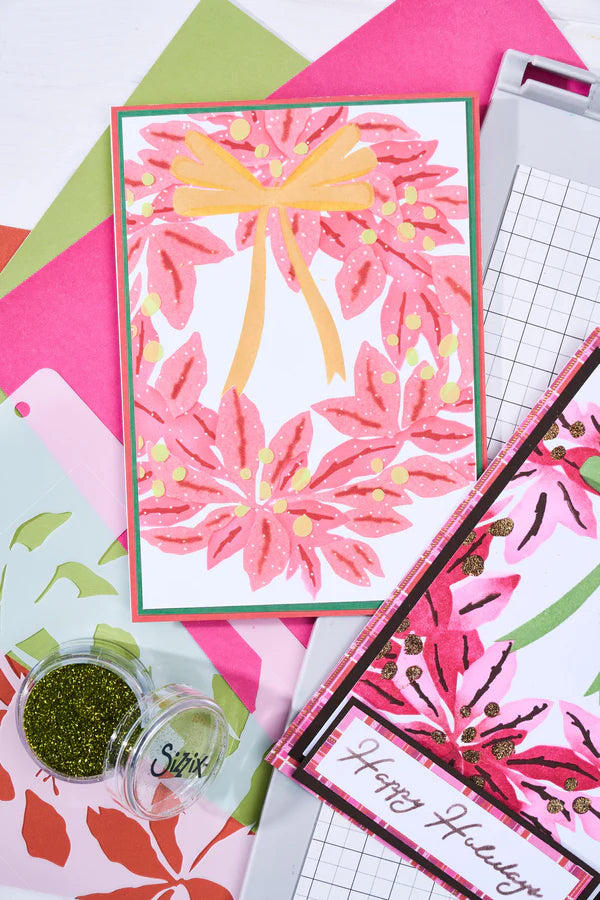 Sizzix A6 Stencil 4PK - A Wreath in Time by Stacey Park