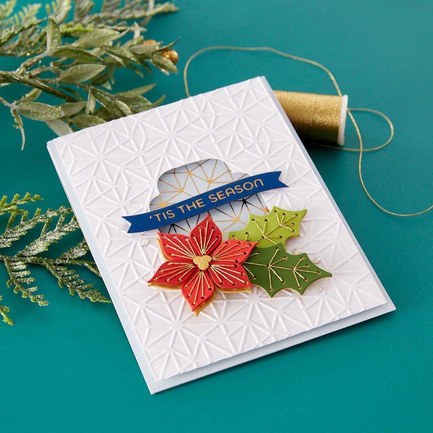 Stitched Poinsettia & Holly Etched Dies - Stitched for Christmas Collection