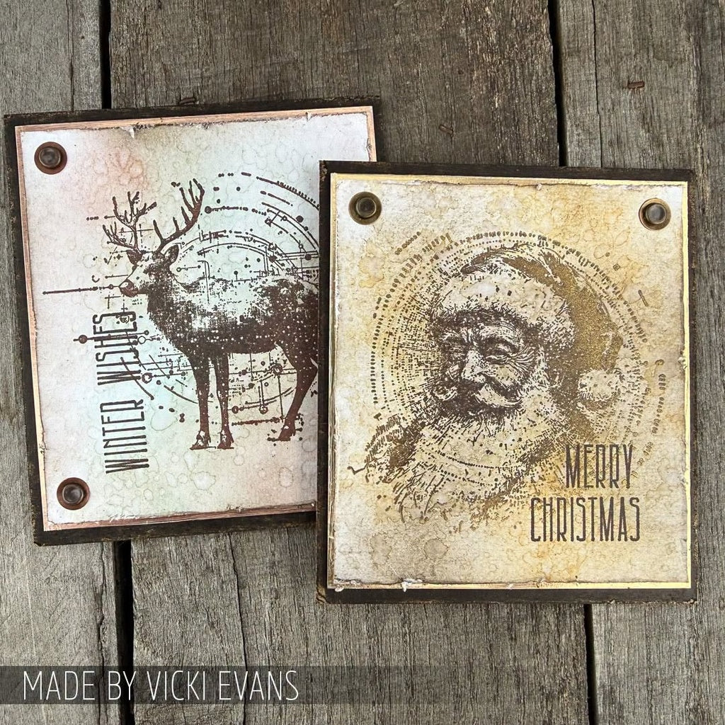 Stampers Anonymous - Tim Holtz Festive Schematic Cling Stamps - CMS502