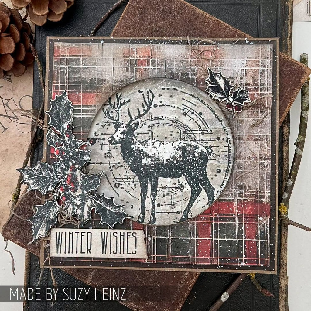 Stampers Anonymous - Tim Holtz Festive Schematic Cling Stamps - CMS502
