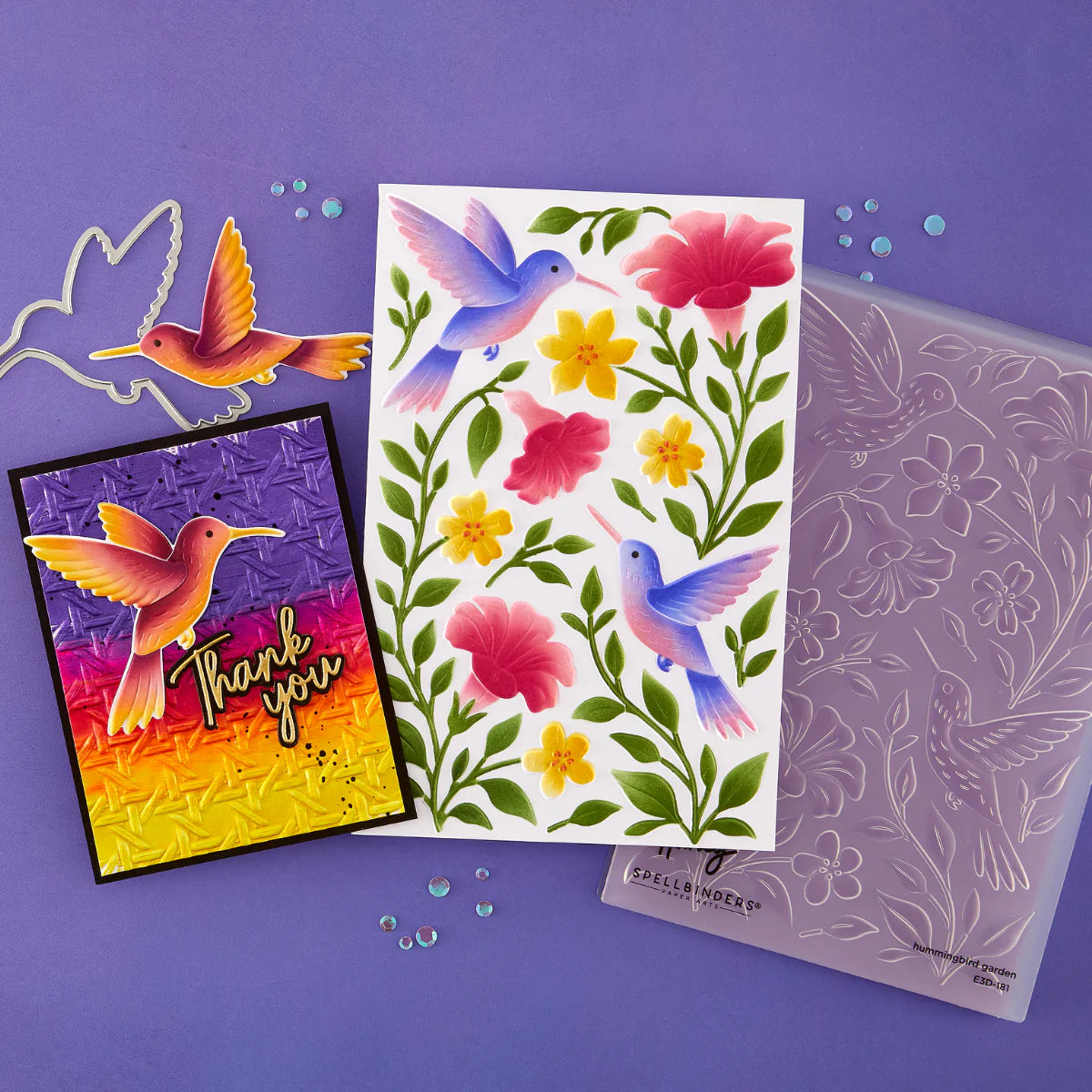 Spellbinders - Hummingbird Garden 3D Folder and Stencil Bundle by Simon Hurley - BD-1104