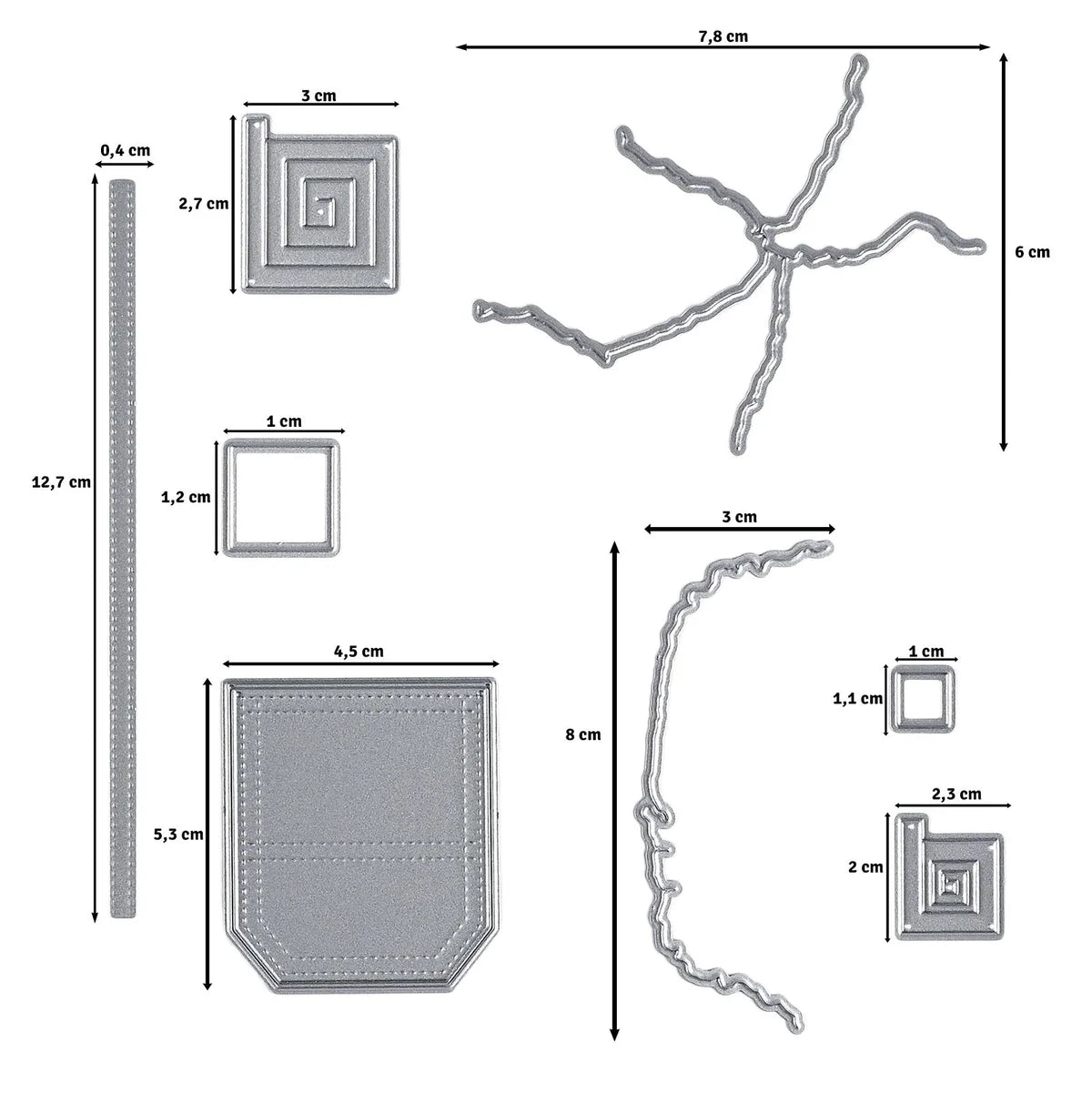 Vaessen Creative • Cutting and Embossing Dies Action 8pcs