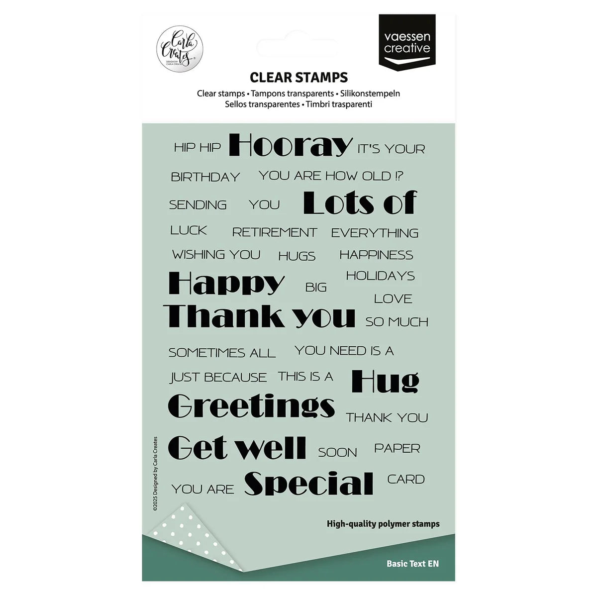 Vaessen Creative • Clear Stamps Basic Text English 34pcs