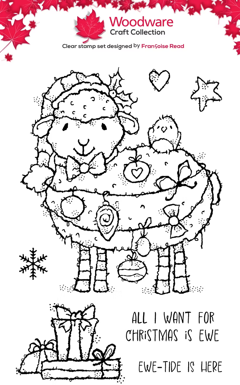 Woodware Ewe Christmas A6 Clear Stamp Set by Françoise Read