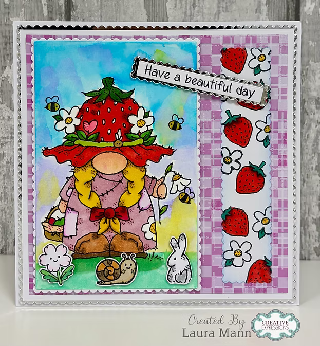 Woodware Strawberry Hat A6 Clear Stamp Set by Françoise Read