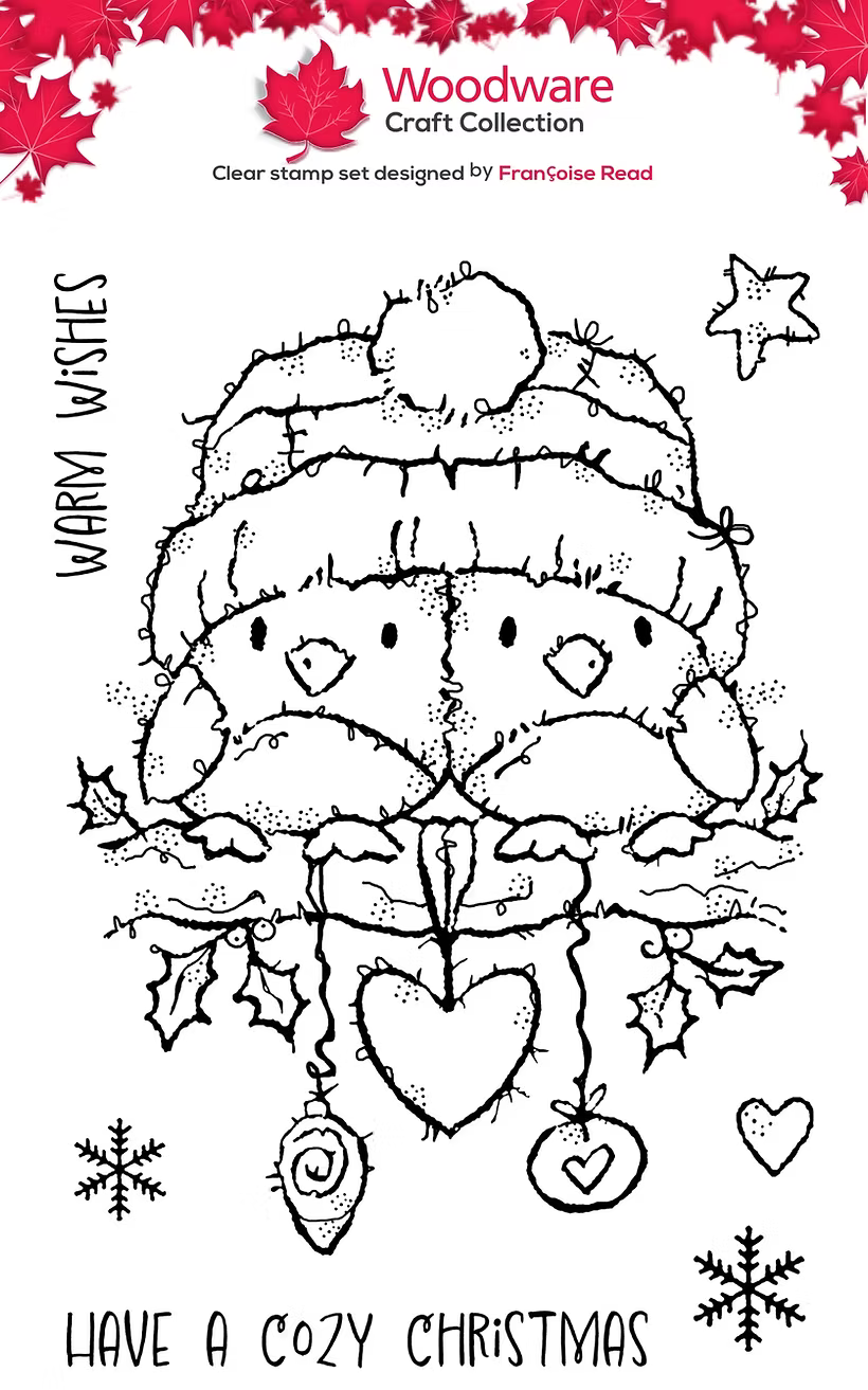 Woodware Woolly Hat Robins A6 Clear Stamp Set by Françoise Read