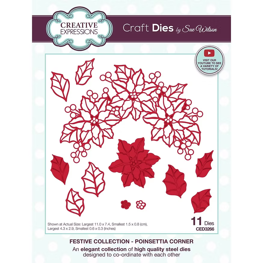 Festive Poinsettia Corner - Craft Die By Sue Wilson - Craft Die