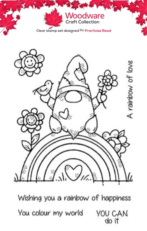 Woodware Rainbow Gnome A6 Clear Stamp Set by Françoise Read