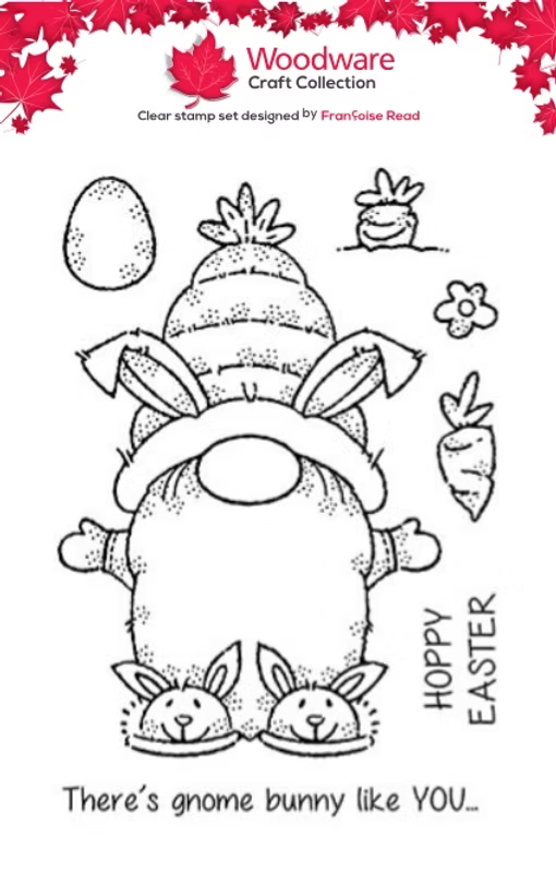 Woodware Bunny Gnome A6 Clear Stamp Set by Françoise Read