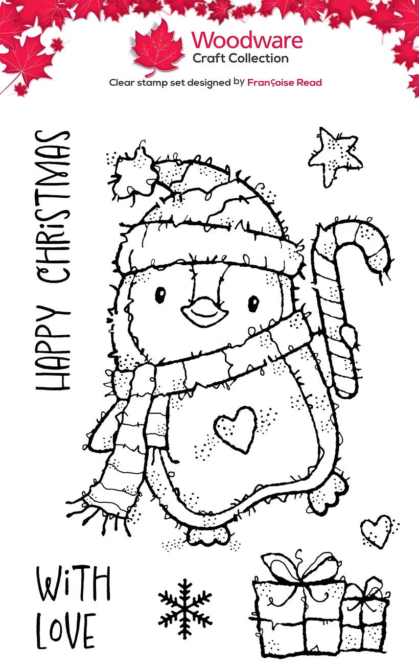 Woodware Dancing Penguin A6 Clear Stamp Set by Françoise Read