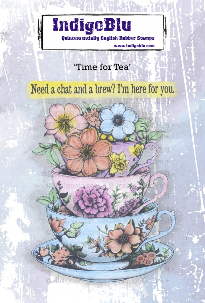 IndigoBlu - Time for Tea A6 Red Rubber Stamp - IND1254