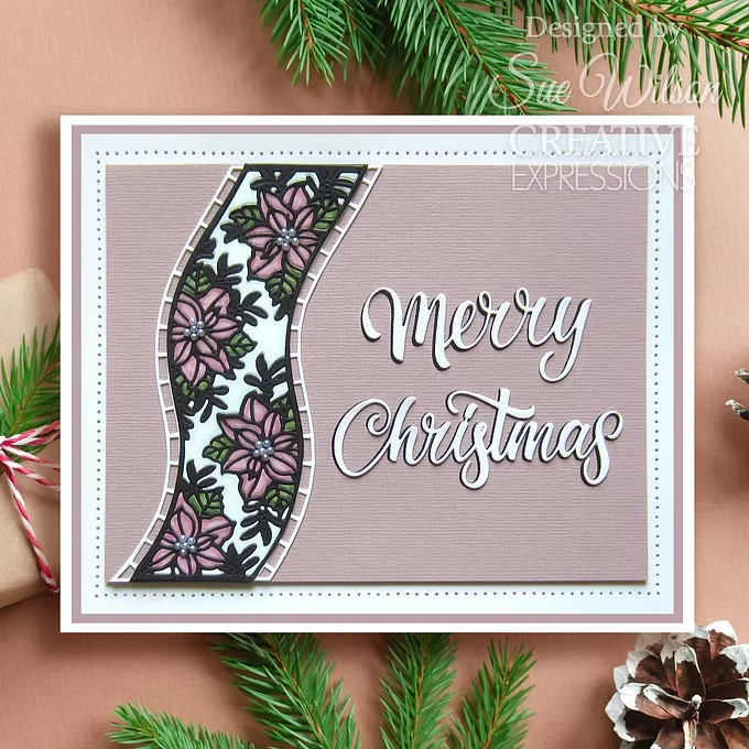 Festive Holly Ribbon Wave Craft Die By Sue Wilson