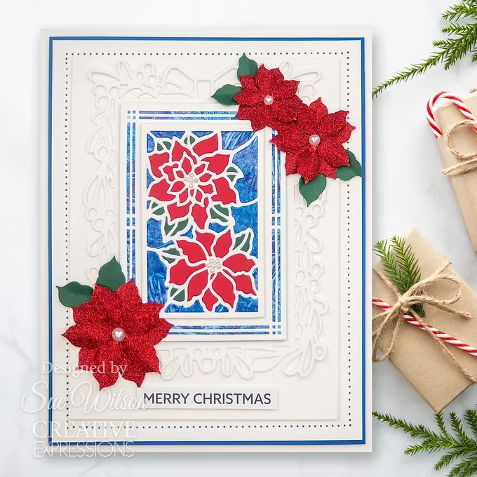 Festive Stained Glass Poinsettia - Craft Die By Sue Wilson