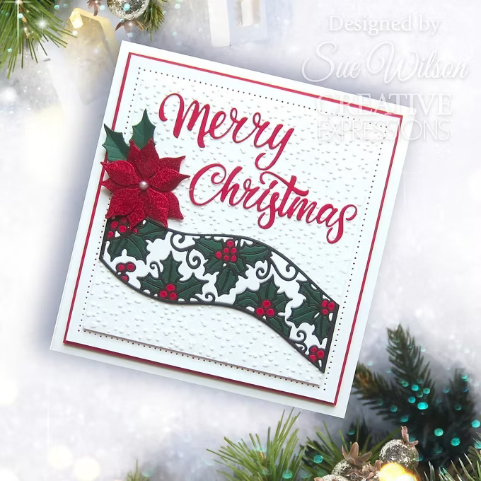 Festive Holly Ribbon Wave Craft Die By Sue Wilson