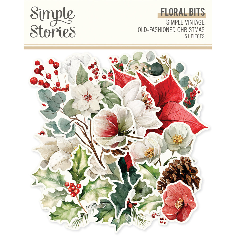 Simple Stories - Simple Vintage Old-Fashioned Christmas Floral Bits & Pieces - 27628