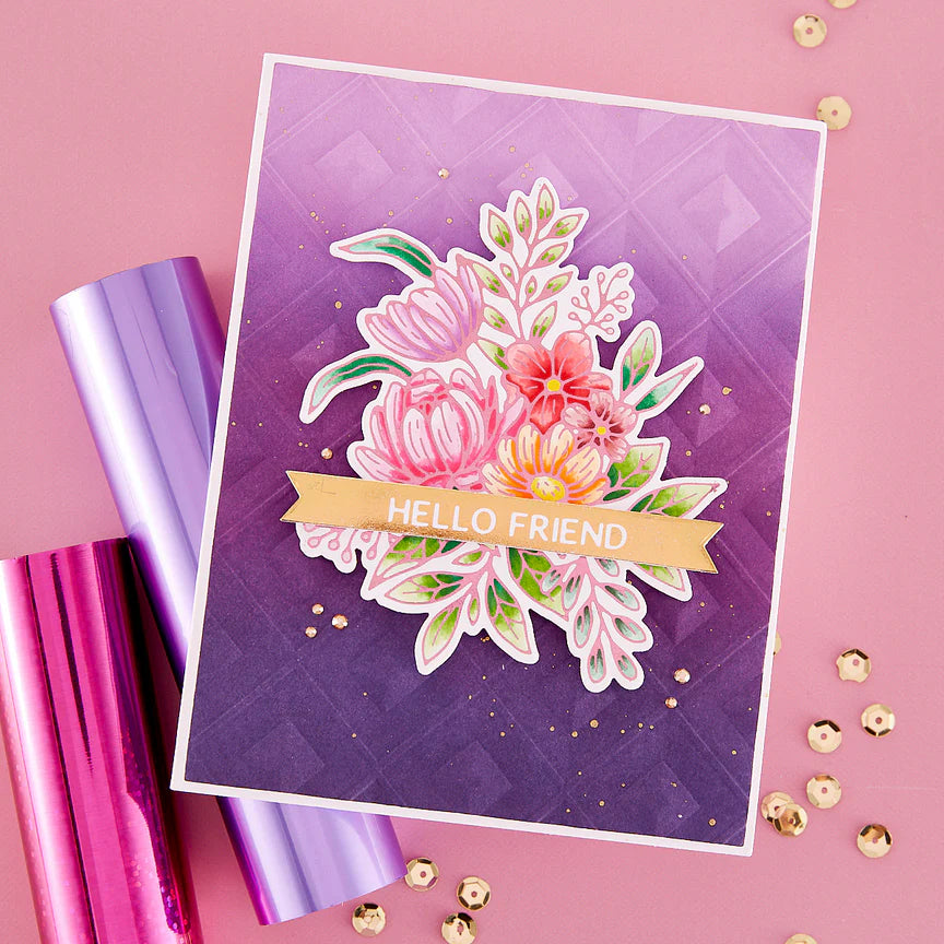 Hexi-Gem Sentiments Glimmer Hot Foil Plate & Die Set from the Hexi-Gems Collection - GLP-406