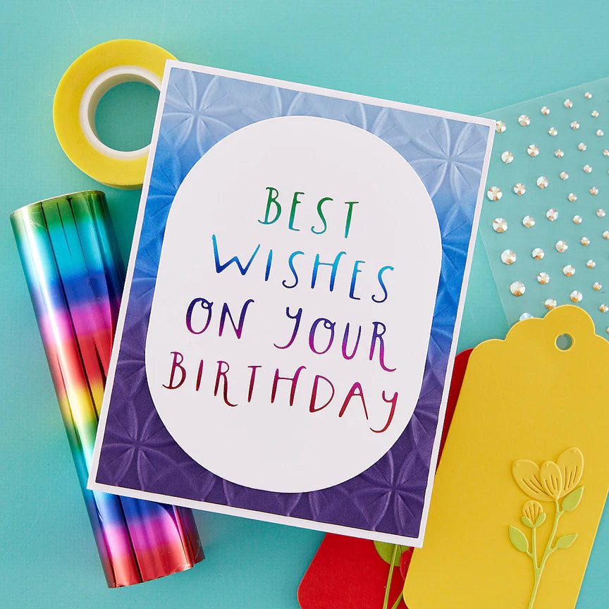 Best Wishes on Your Birthday Glimmer Hot Foil Plate from the Glimmer Cardfront Sentiments Collection - GLP-404