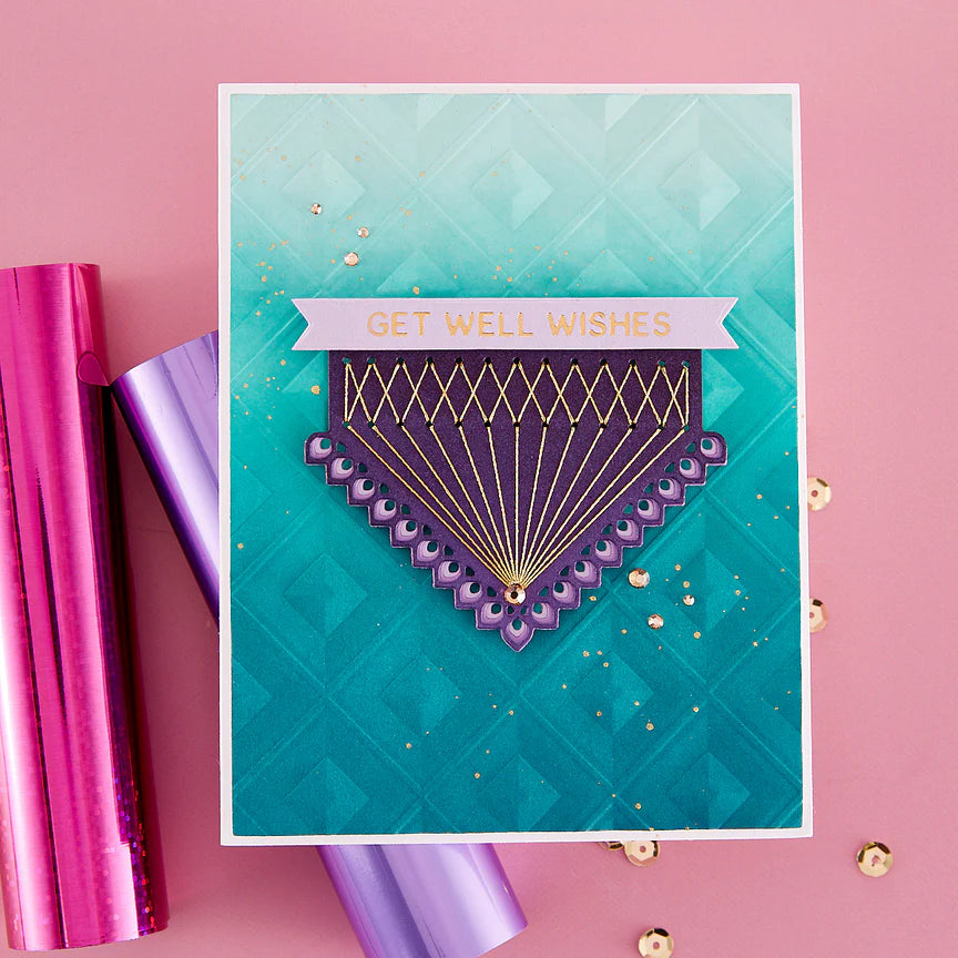 Hexi-Gem Sentiments Glimmer Hot Foil Plate & Die Set from the Hexi-Gems Collection - GLP-406