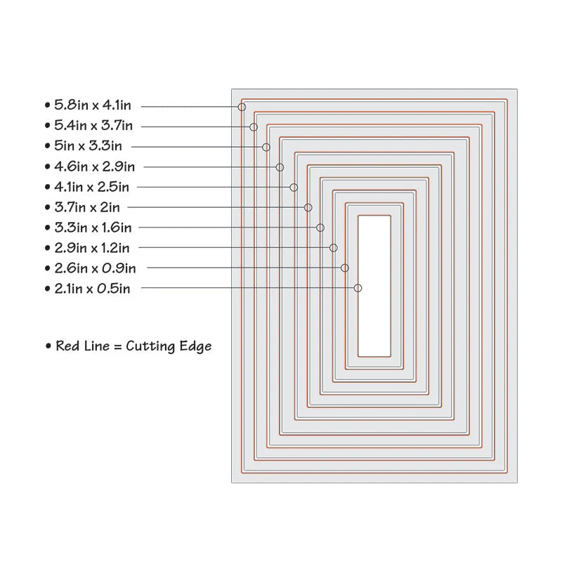 Sizzix Framelits Die Set 10PK - Rectangles #2 - SKU: 658610