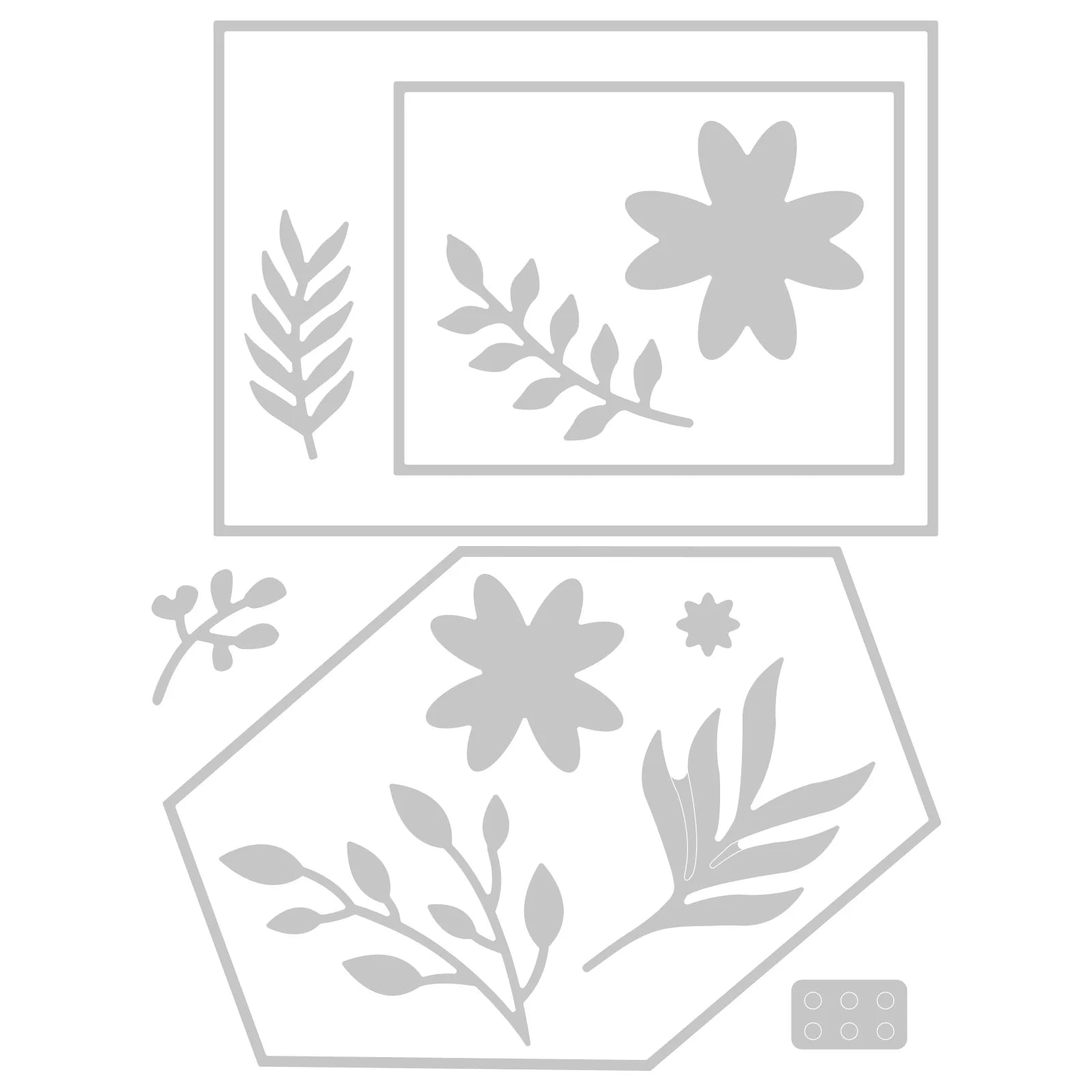 Sizzix Thinlits Die Set 12PK Geo Floral Frame - SKU: 664377