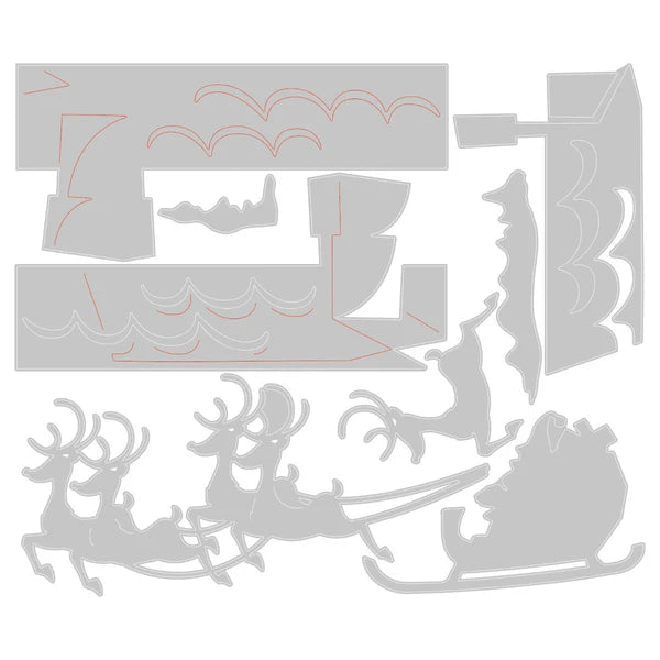 Sizzix Thinlits Die Set 8PK - Reindeer Sleigh by Tim Holtz - SKU: 666337