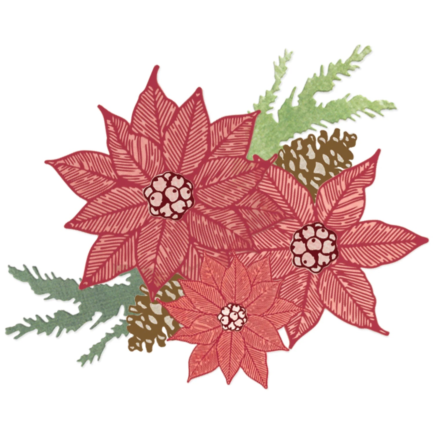 Sizzix Clear Stamps Set 16PK w/7PK Framelits - Poinsettia Trio by 49 and Market