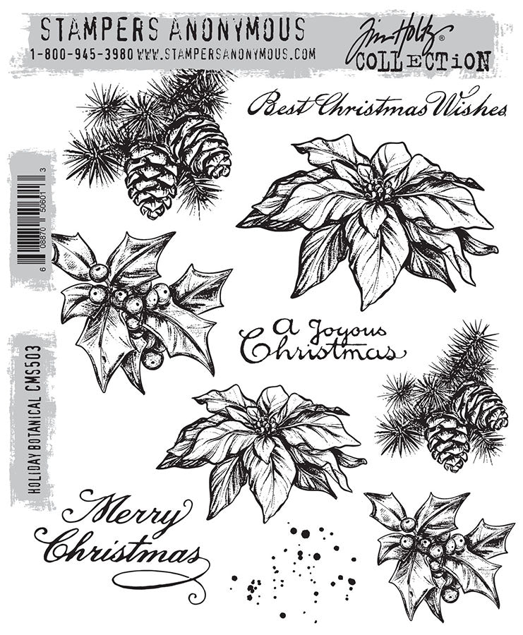 Stampers Anonymous -Tim Holtz Holiday Botanical Cling Stamps - CMS503