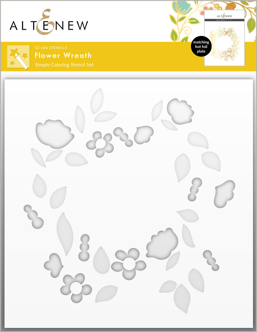 Flower Wreath Hot Foil Plate & Stencil Bundle - ALT7244BN