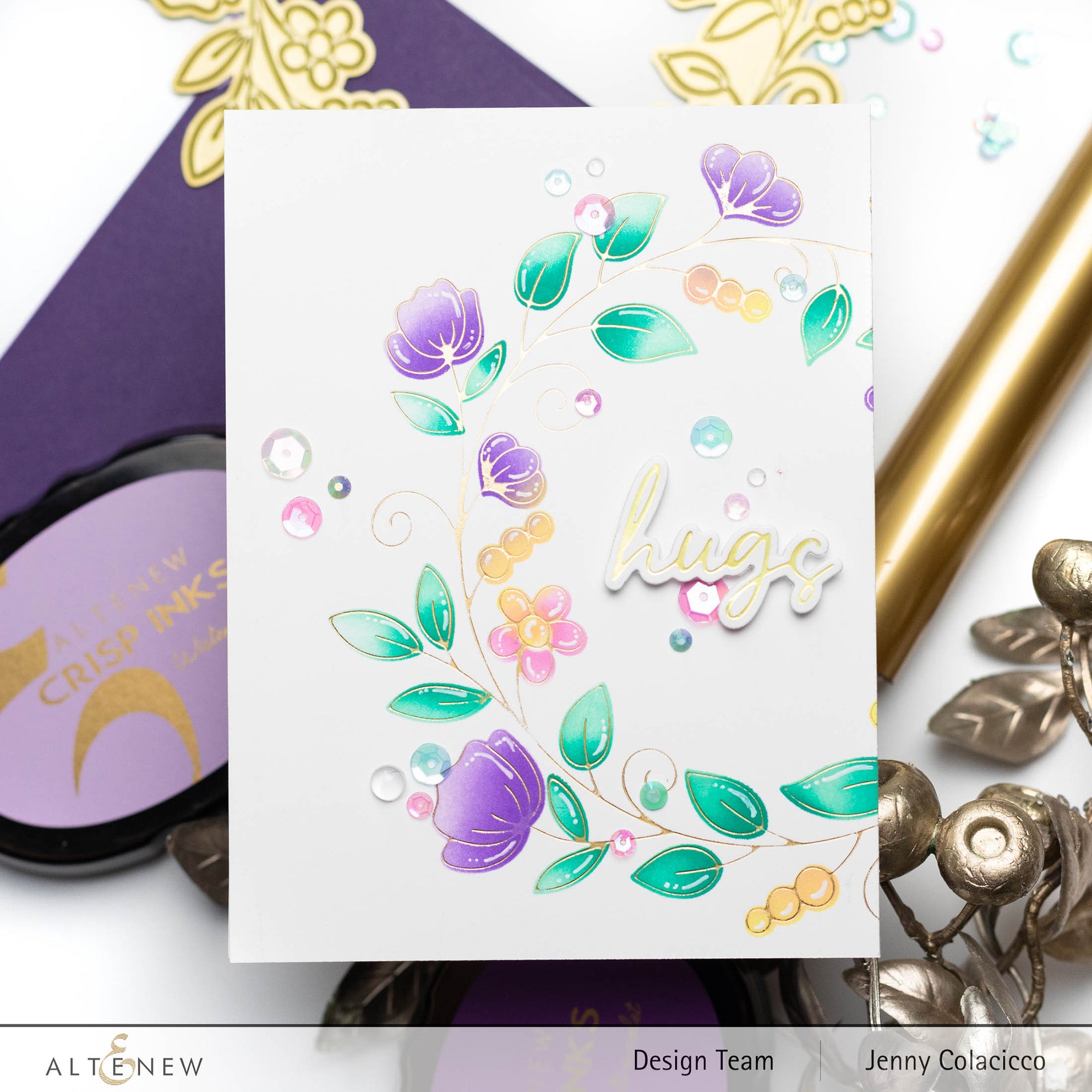 Flower Wreath Hot Foil Plate & Stencil Bundle - ALT7244BN