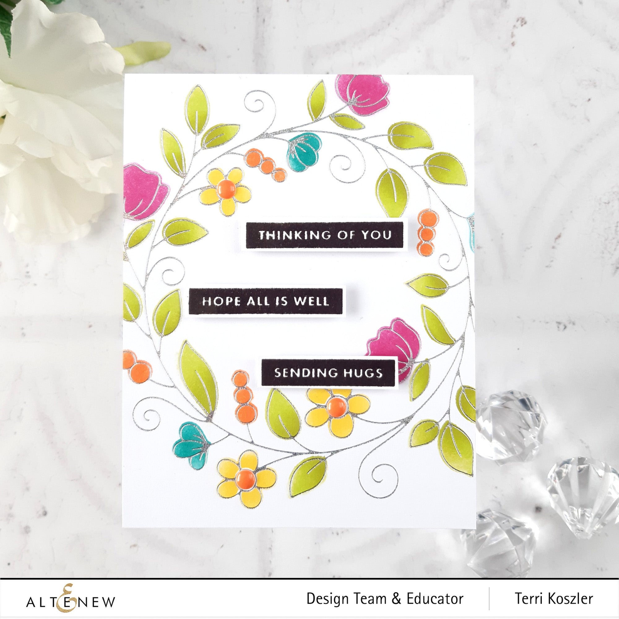 Flower Wreath Hot Foil Plate & Stencil Bundle - ALT7244BN