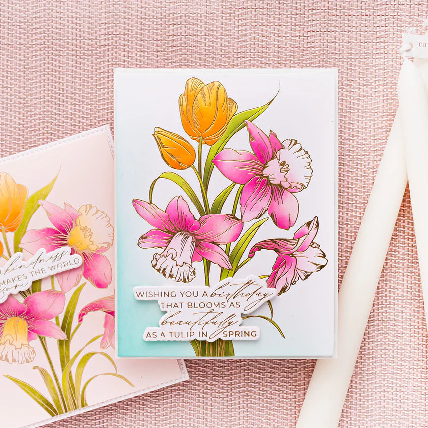 Tulips and Daffodils Press + Foil Plate and Stencil Bundle by Yana Smakula