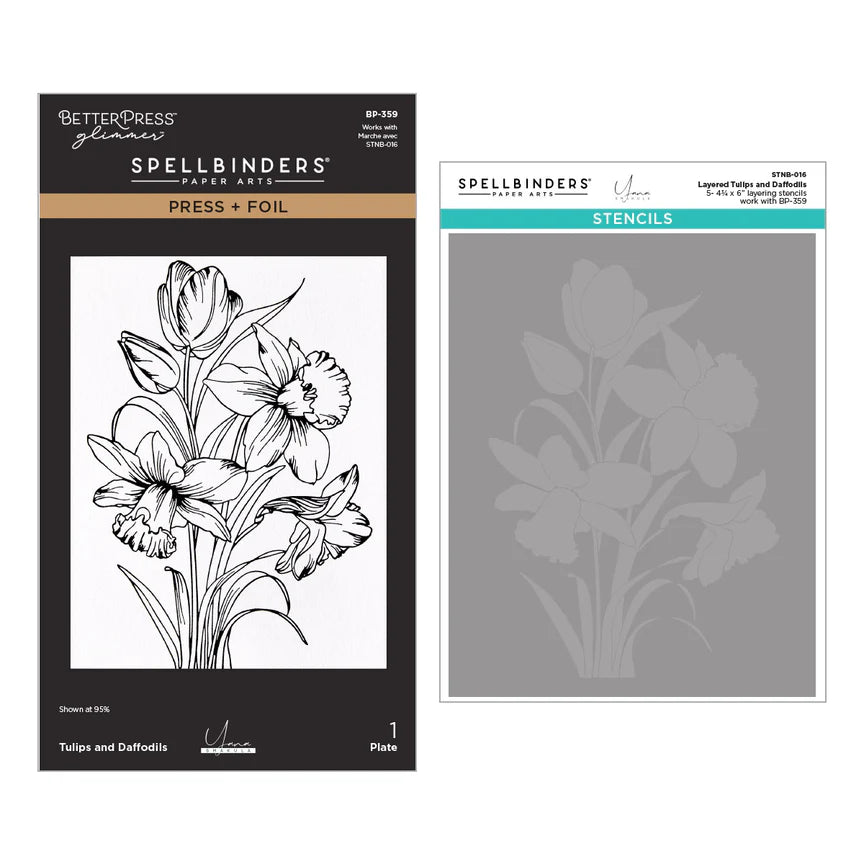 Tulips and Daffodils Press + Foil Plate and Stencil Bundle by Yana Smakula