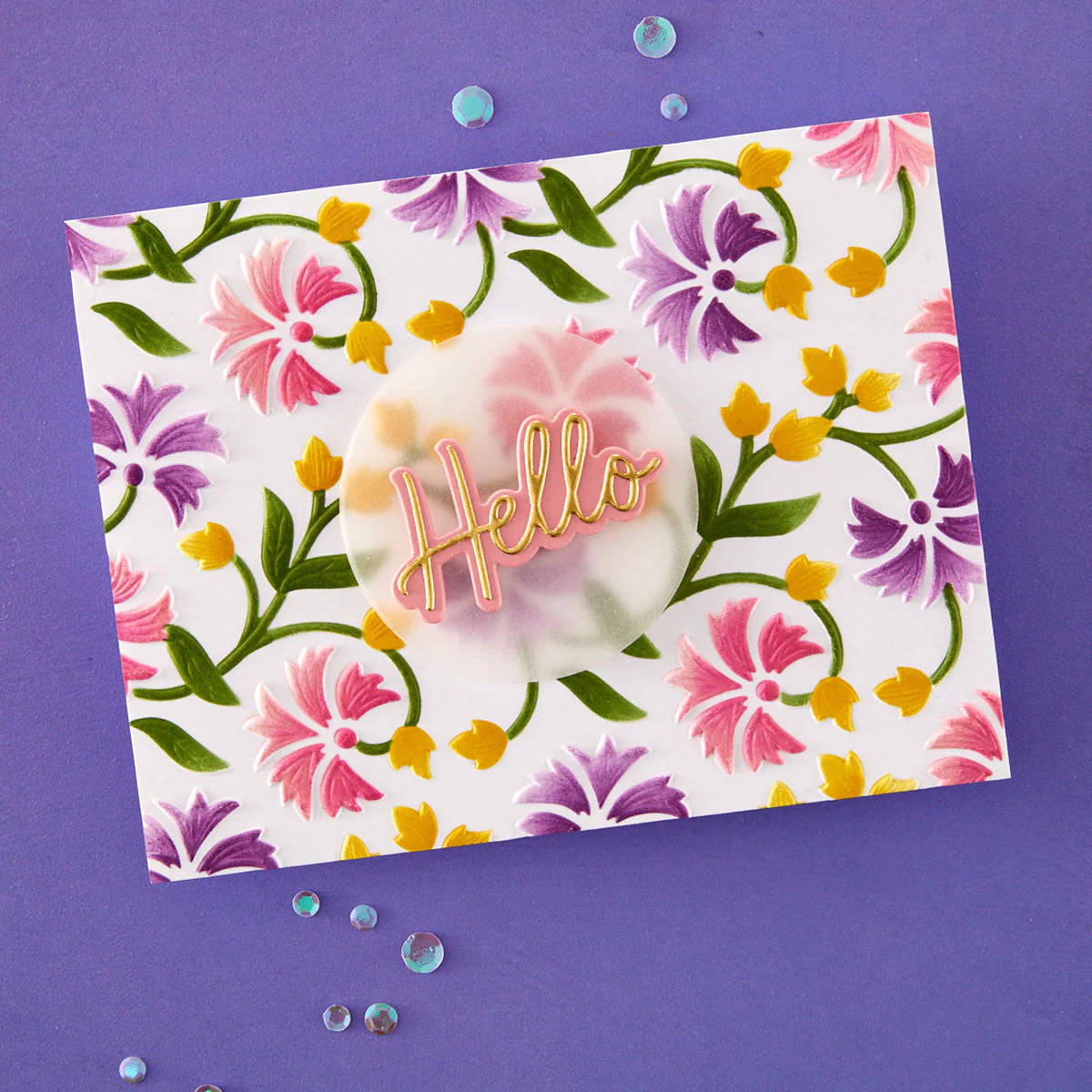 Spellbinders - Flowing Florals 3D Embossing Folder and Stencil Bundle by Simon Hurley - BD-1105