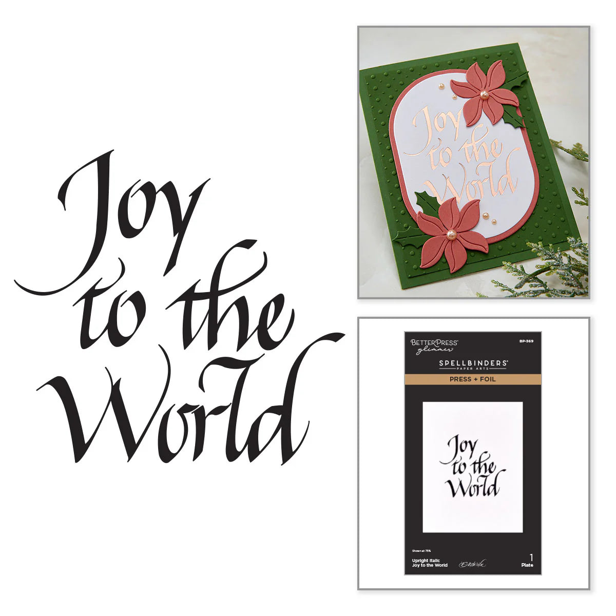 Spellbinders - Upright Italic Joy to the World Press + Foil Plate by Paul Antonio - BP-369