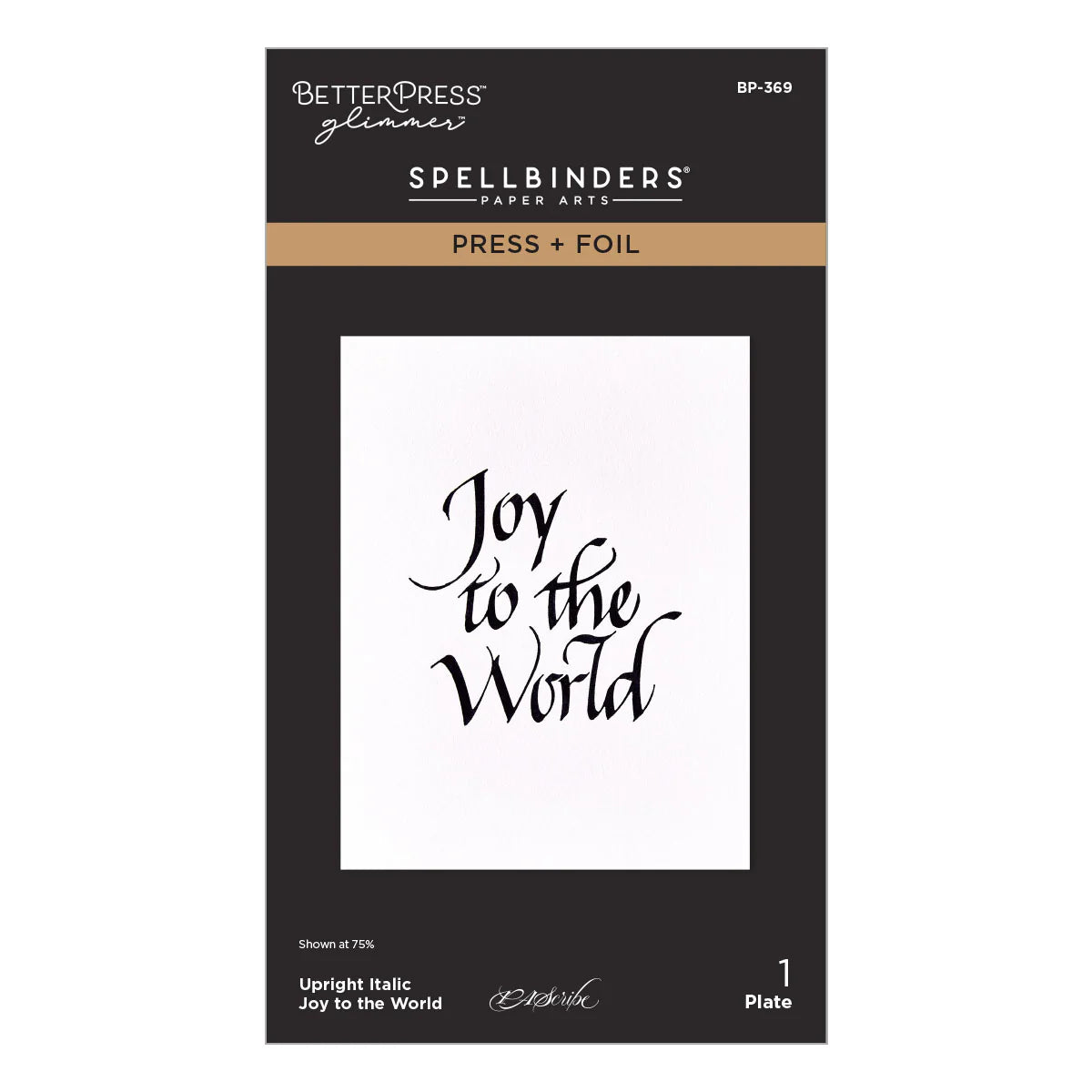 Spellbinders - Upright Italic Joy to the World Press + Foil Plate by Paul Antonio - BP-369