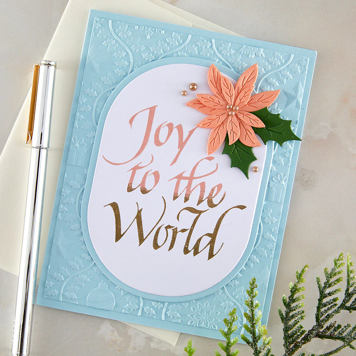 Spellbinders - Upright Italic Joy to the World Press + Foil Plate by Paul Antonio - BP-369