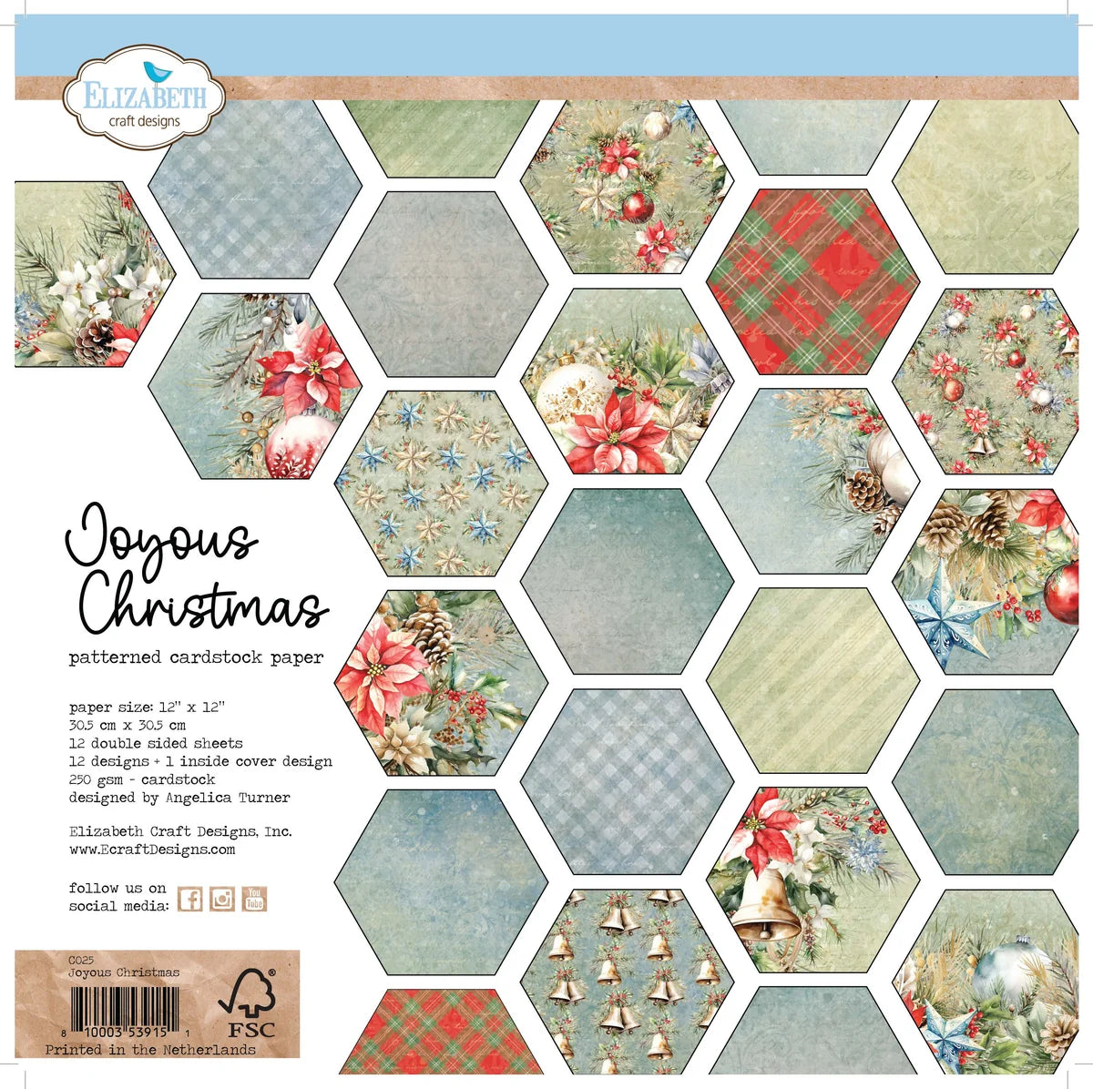 Elizabeth Craft Designs - Joyous Christmas Paper Pack - CO25