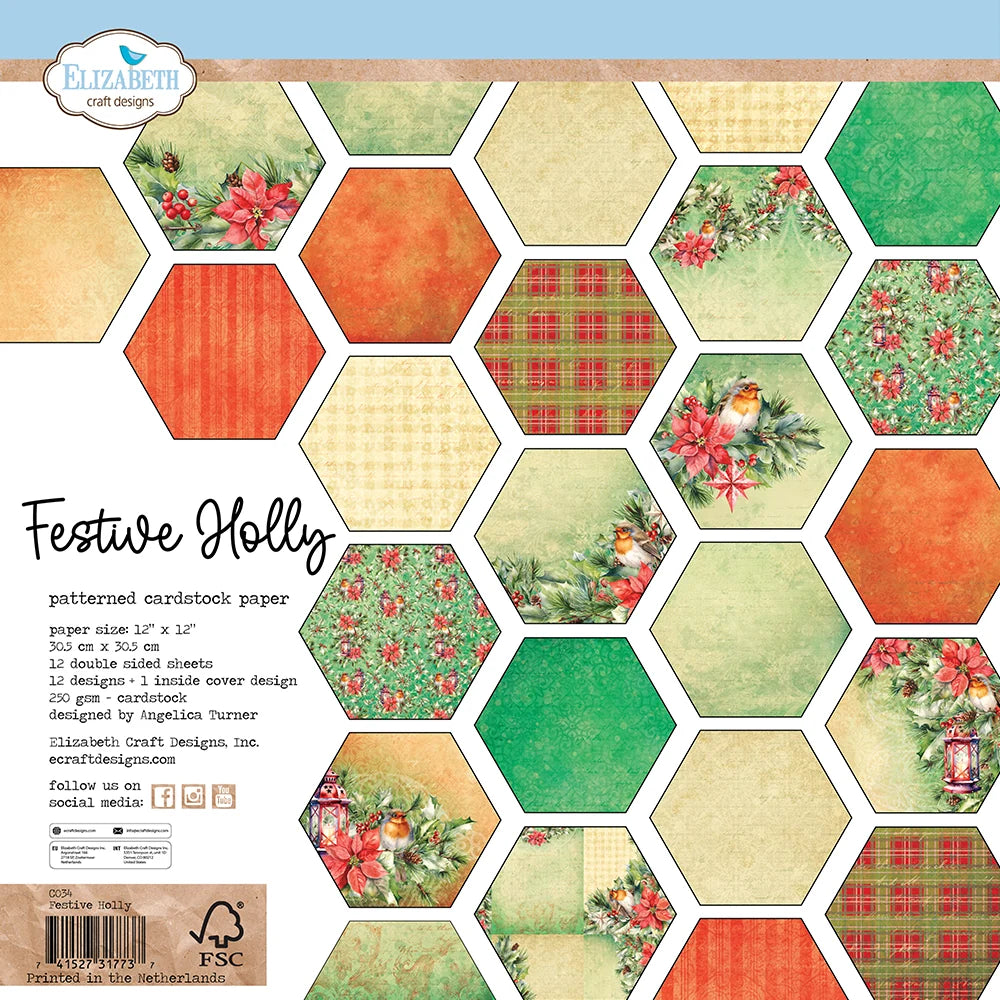 Elizabeth Craft Designs - Festive Holly Paper Pack - CO34