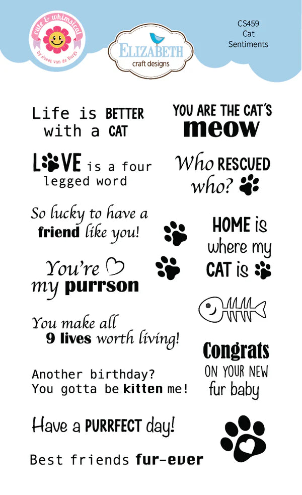Elizabeth Craft Designs - Cat Sentiments Stamp Set - CS459