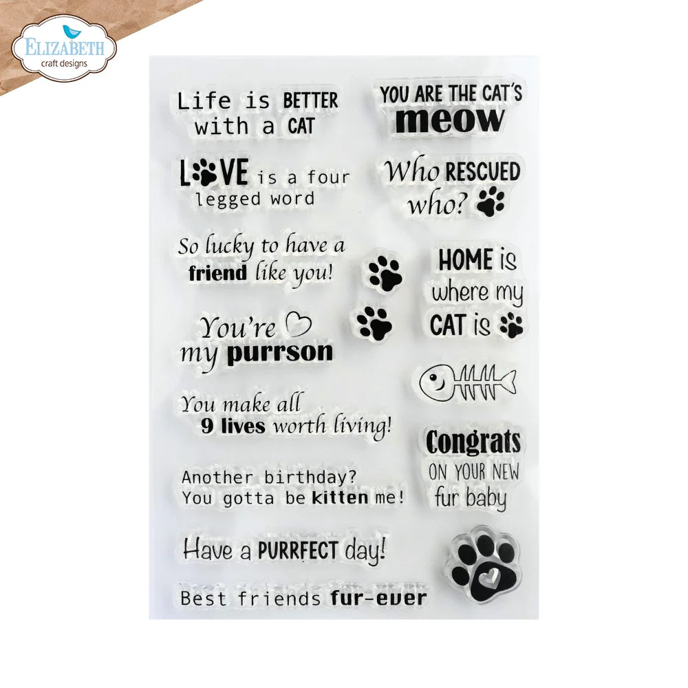 Elizabeth Craft Designs - Cat Sentiments Stamp Set - CS459